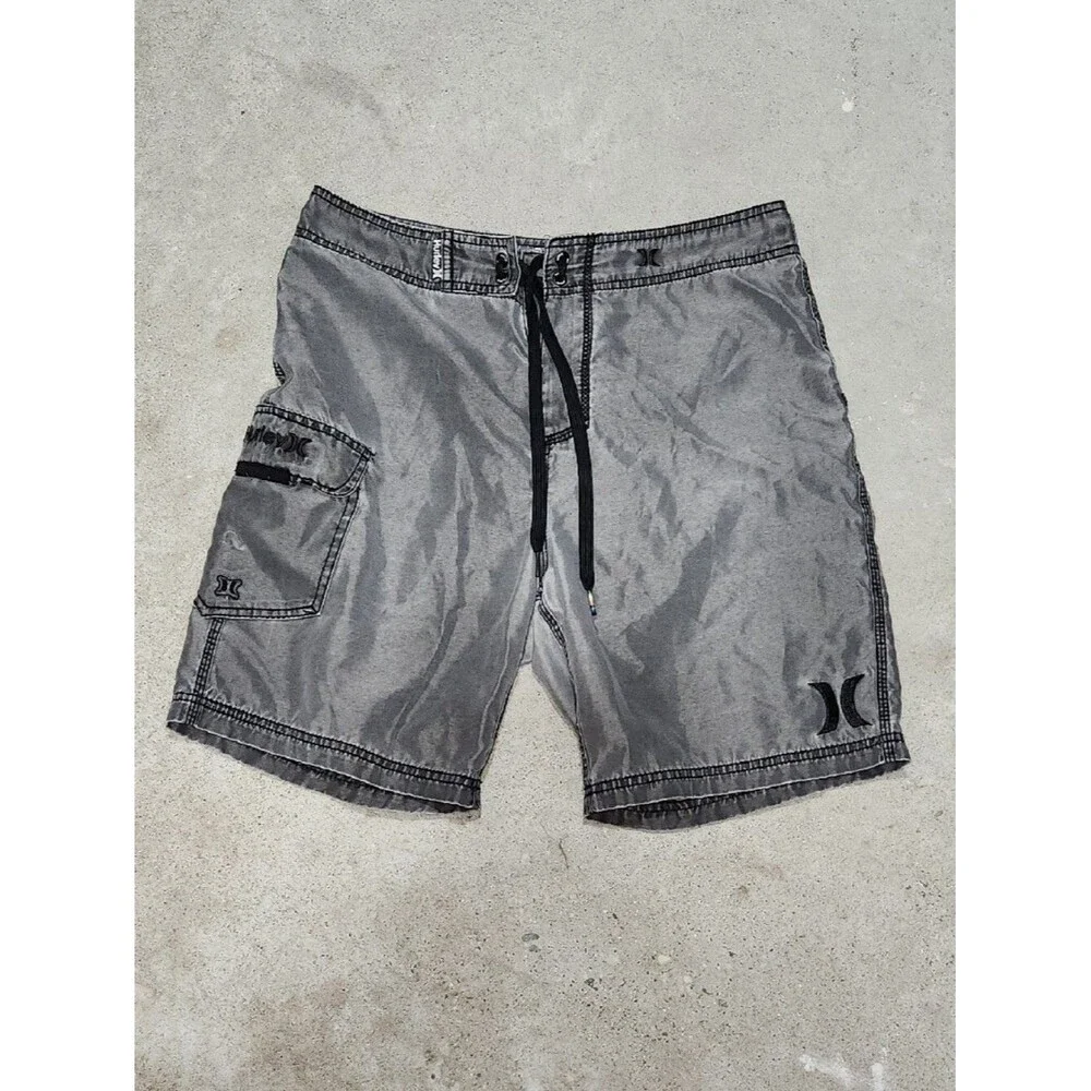 Hurley Silver Gray Swim Trunks Men 29 Recycled Polyester Short Beach